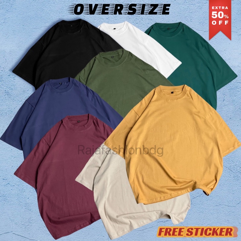 KAOS POLOS OVERSIZE PRIA &amp; WANITA COTTON COMBED 24s BAJU BIG SIZE KOREAN STYLE TSHIRT OVERSIZED