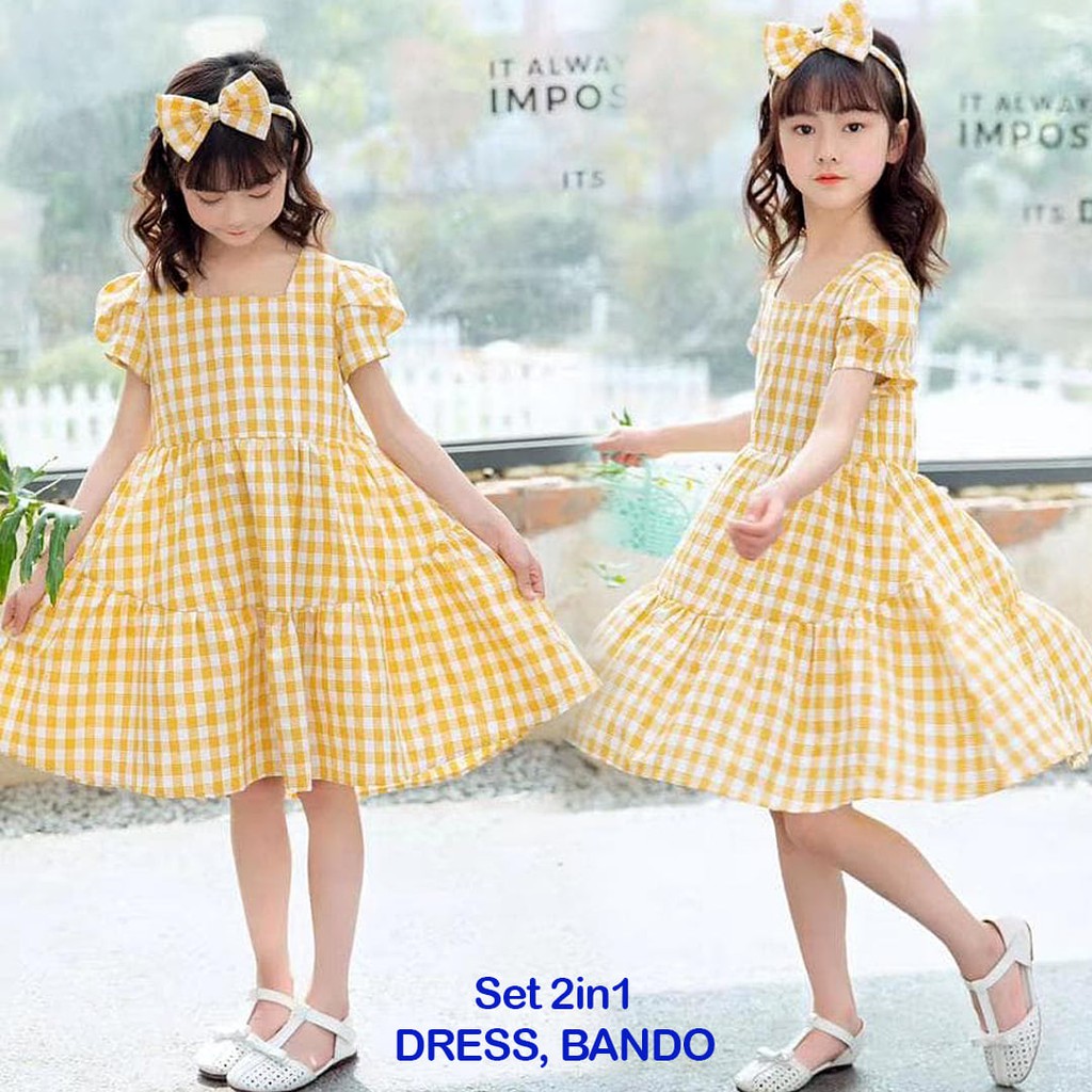 Dress Anak Perempuan Dengan Bando Ashley Square