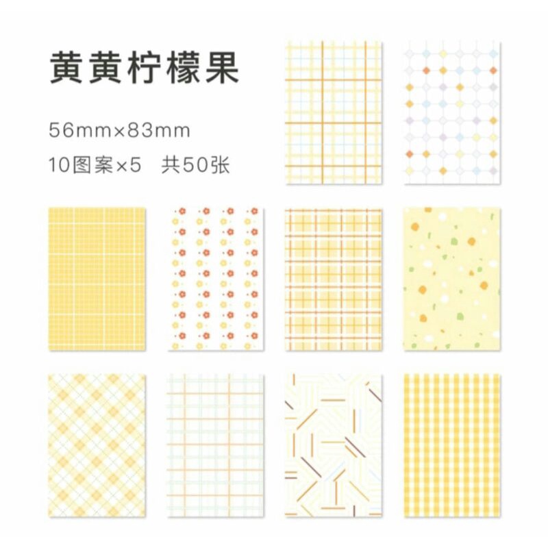 

10 lembar Kertas DIY Grid Vintage Retro Scrapbook Cantik Gaya Korea Kuning Pastel