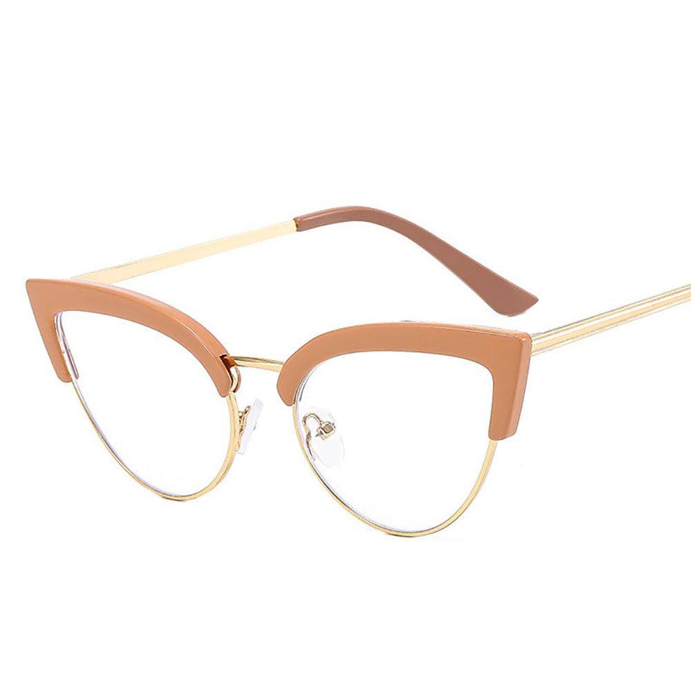[Elegan] Kacamata Mata Kucing Transparan Retro Anti Cahaya Biru Pria Setengah Bingkai Kacamata Kacamata Optik