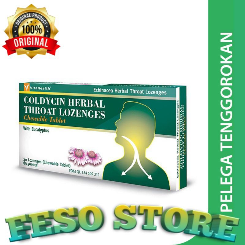 COLDYCIN HERBAL THROAT LOZENGES CHEWABLE 20' TABLETS SAKIT TENGGOROKAN