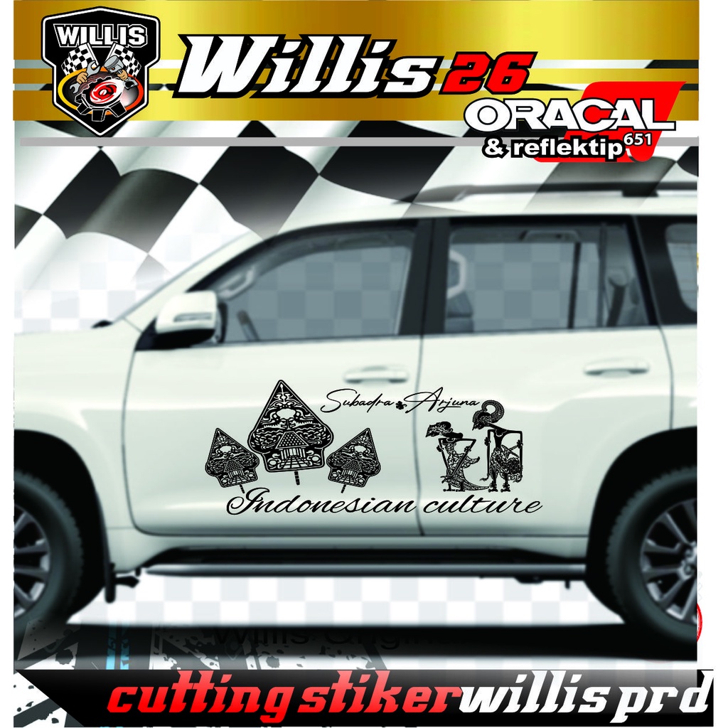 Stiker Cutting Mobil Wayang dewi subadra arjuna indonesian culture