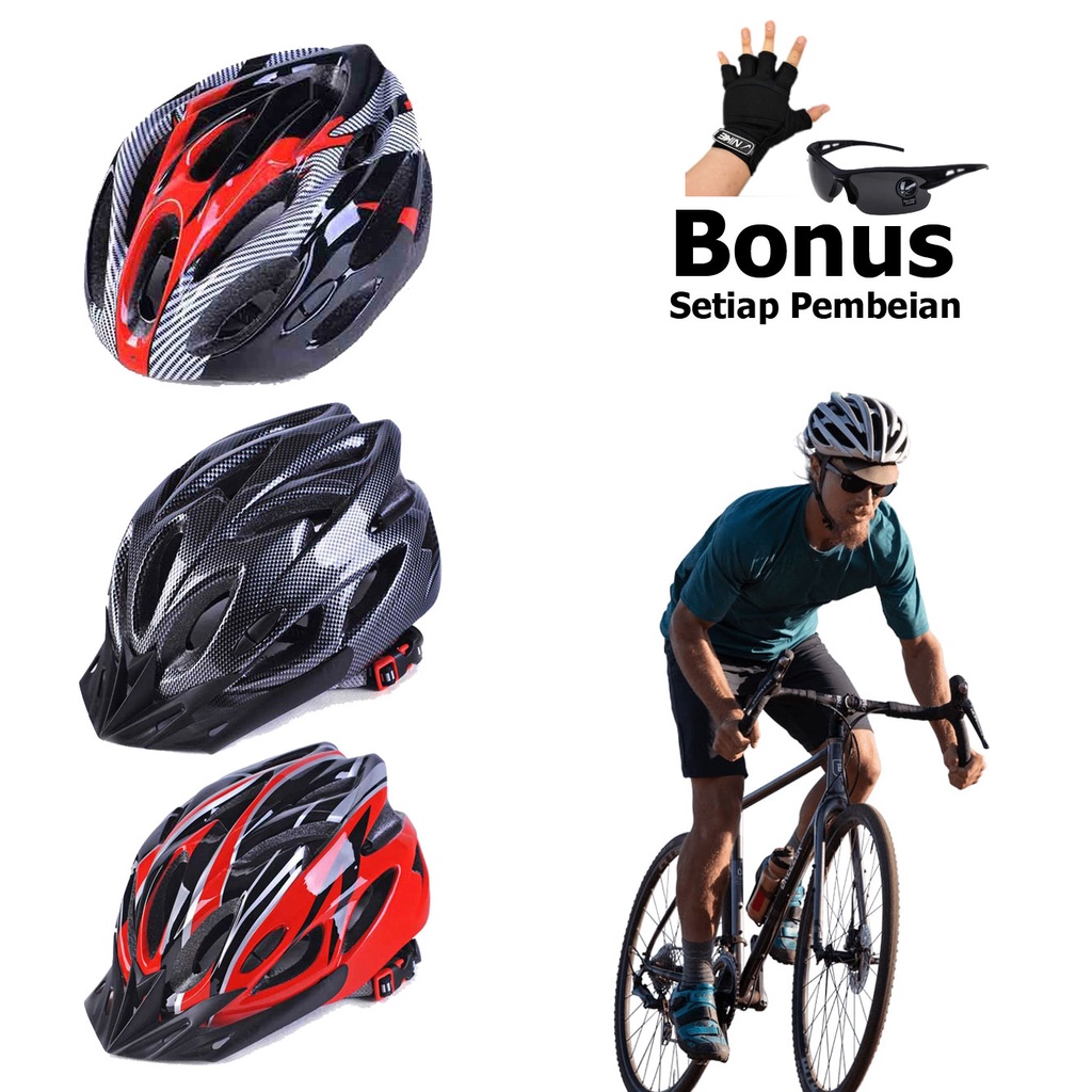Helm sepeda ekonomis Taffsport paket hemat hobi sepeda