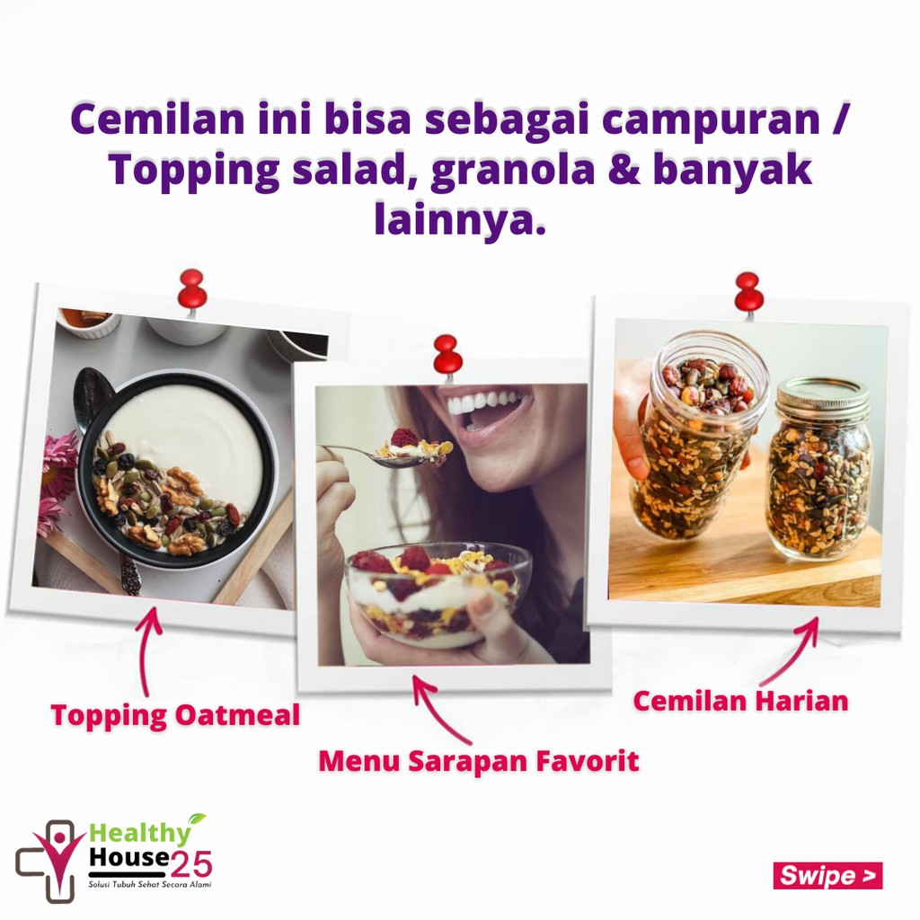 Makanan Diet Rendah Kalori - Cemilan Sehat Untuk Diet - Topping Oatmeal Diet - Savior Snack Trail Mix - 10 Mix Nuts &amp; Fruit Dried