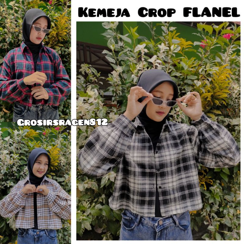 Mika Crop Kemeja Flanel / Kemeja Flanel Premium / Kemeja Crop Two Tone