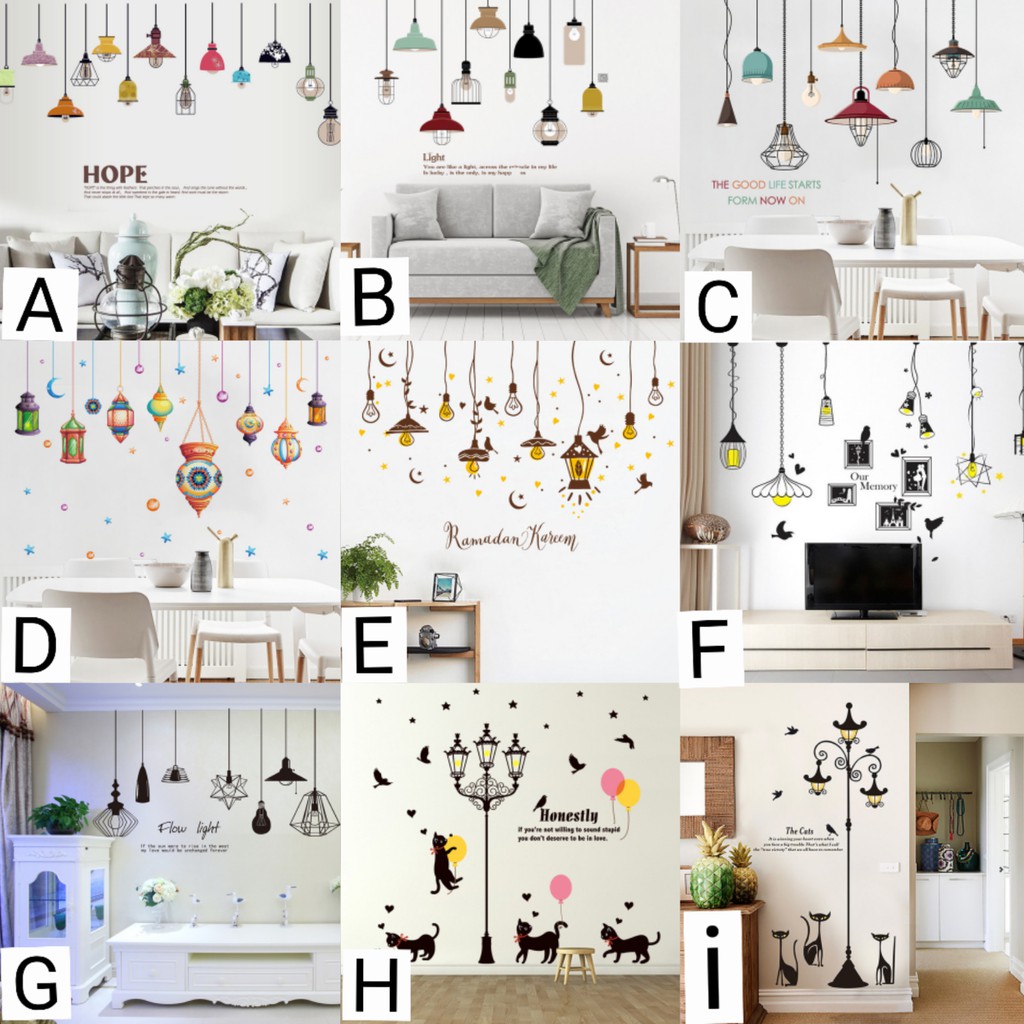 Reliza Wall Sticker Lampu  Gantung Dapur Kitchen Stiker  