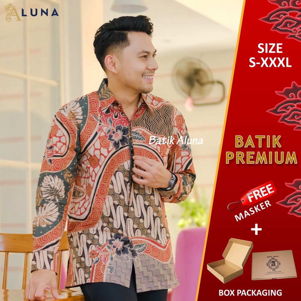 KEMEJA BATIK PRIA PREMIUM LENGAN PANJANG REGULAR BATIK ALUNA PCW 023