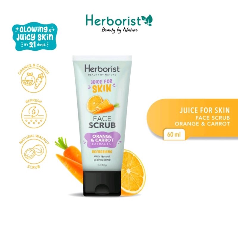 HERBORIST Juicy for Skin Face Scrub 60g | Raspberry and Tomato | Orange and Carrot | Apple and Brocolli