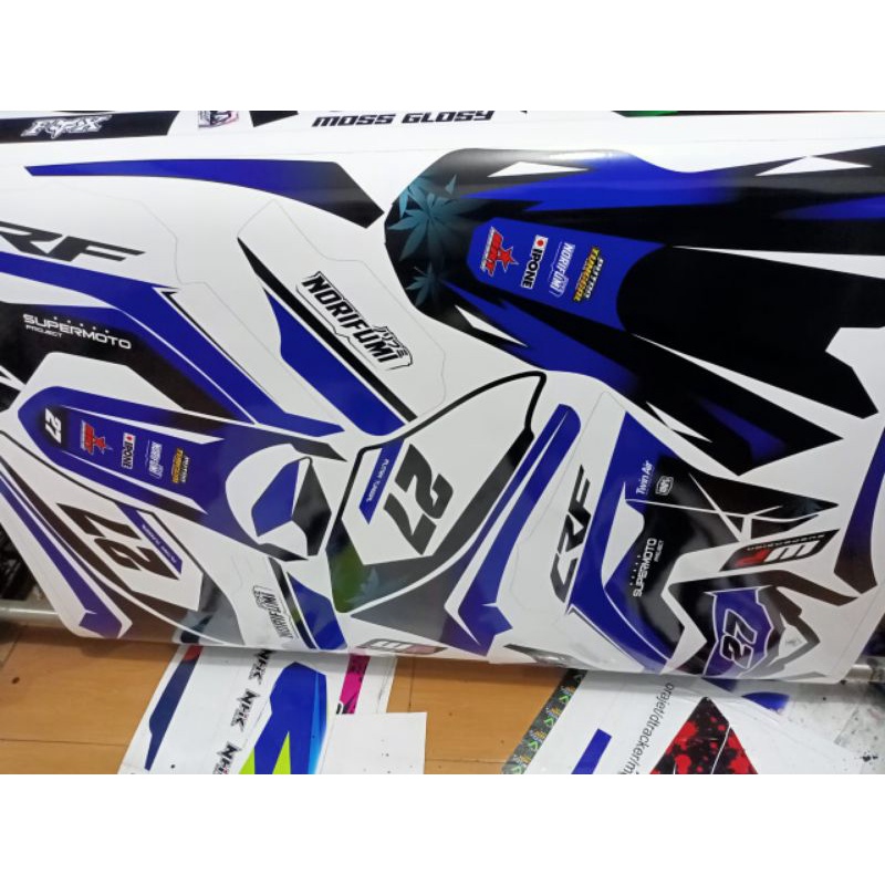 decal crf 150L biru hitam full custom doff/glosyy