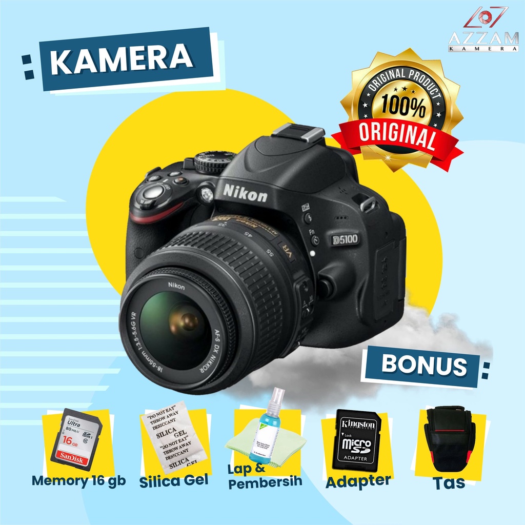 Kamera NIKON D5100 Kit Second BERGARANSI Murah dan Layar Lipat Cocok untuk Pemula Siap Pakai