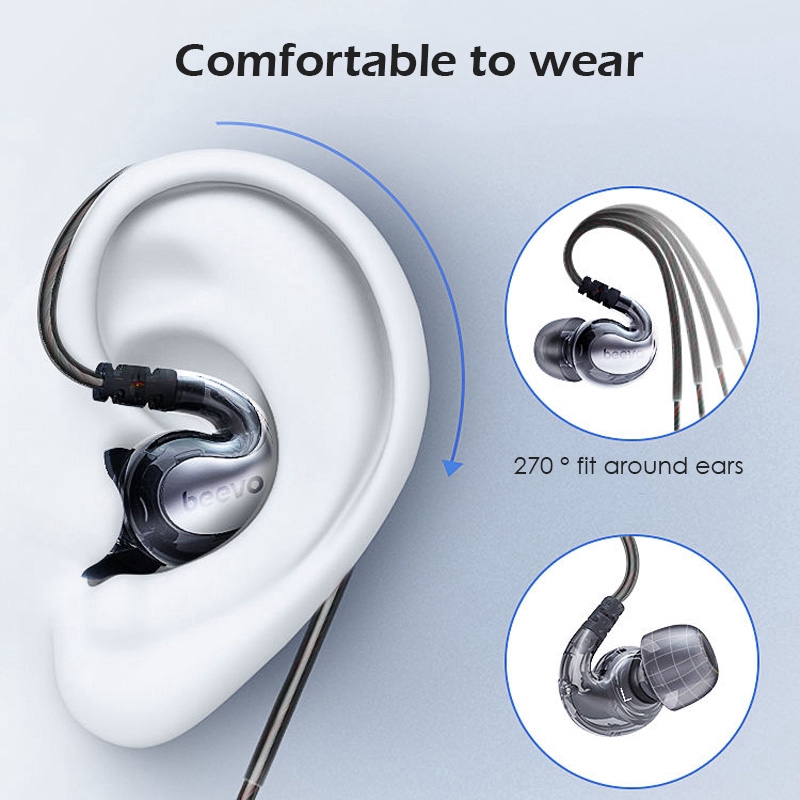 Headset Bass Beevo 9D Stereo Professional Earphones Noise Reduction HiFi 3.5MM Wired Earphone Gaming with Mic