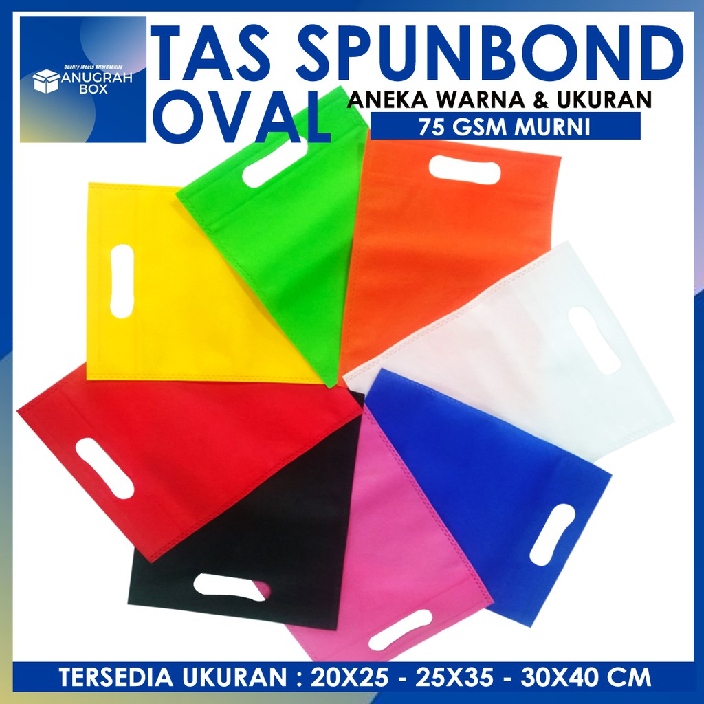 

TAS SPUNBOND OVAL 25x35 cm Press GOODIEBAG SOUVENIR DCUT OVAL tas kain aneka warna 75gsm