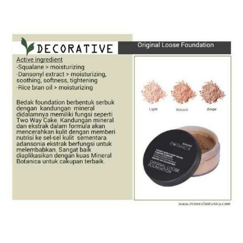 Mineral Botanica Powder Loose Foundation 15 gr ~ Original 100%