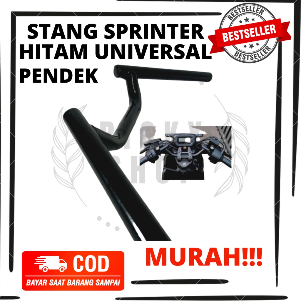 STANG/STIR SPRINTER PENDEK RACING HEREX HITAM CB/GL/MP/TIGER/SCORPIO/BEAT/SEPEDA DLL