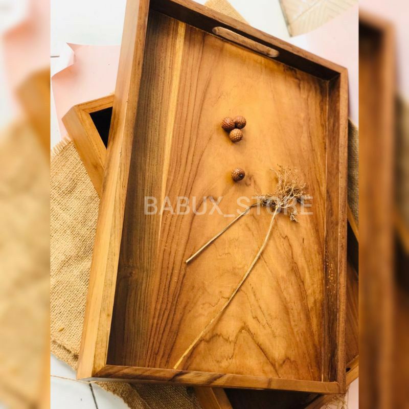 nampan kayu jati asli full kayu
