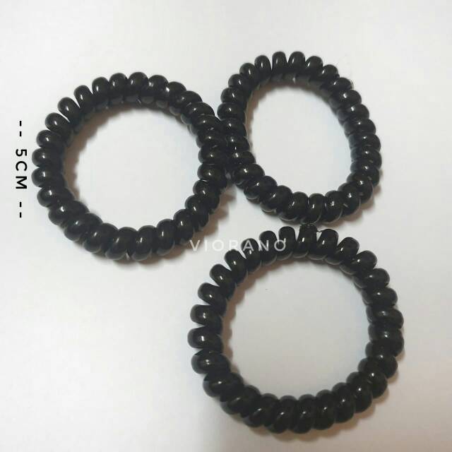 3Pcs Ikat Rambut Elastis Karet Bentuk Spiral Karet Rambut Cewek Kabel Tebal Murah Ukuran 5cm