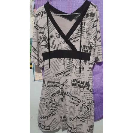 Preloved Midi Dress Motif Abstrak(Koran) Branded By FJER