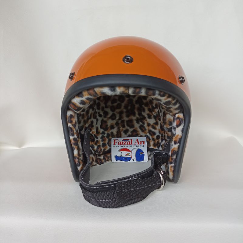 Helm Slim Head Orange Busa Leopard