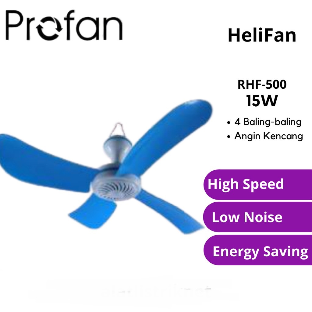 Kipas Angin Gantung 15 Watt / Kipas Gantung / Ceiling Fan / Heli Fan Siling Pro Fan KIPAS BALING BALING 500mm SNI RHF-500