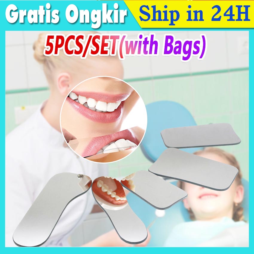5Pcs/set Dental Cermin Intraoral Kaca Intra Oral Rhodium Mirror