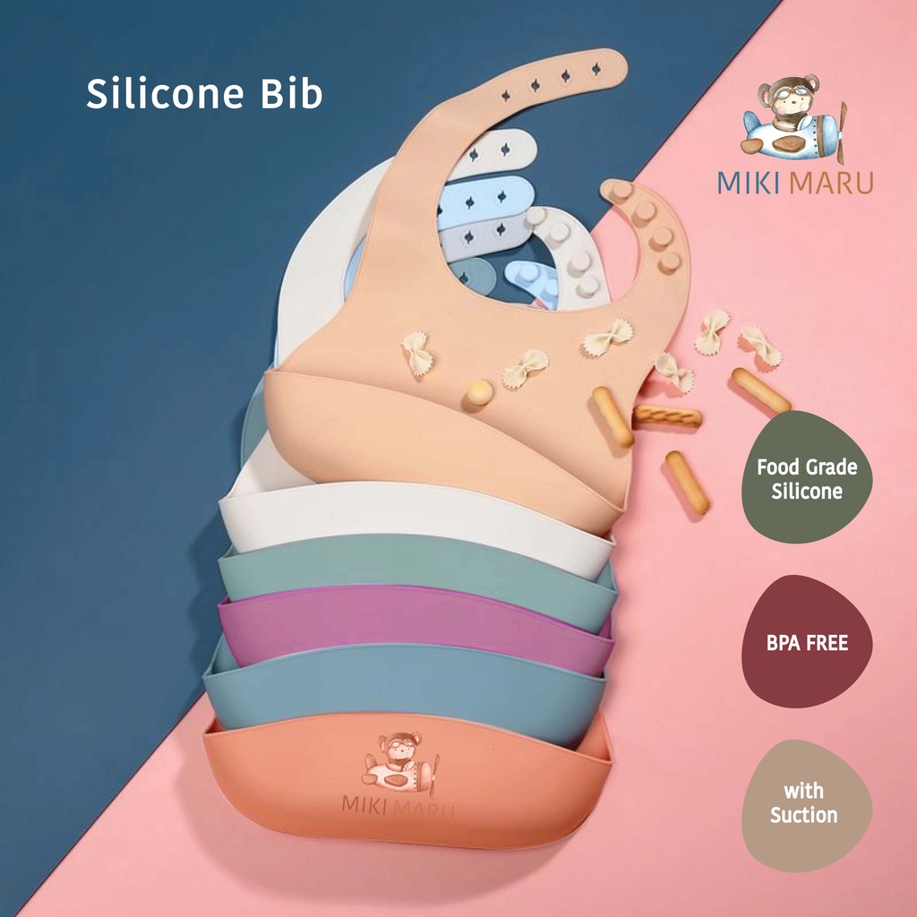 Jual Mikimaru Baby Silicone Bib Premium Slabber Apron Bpa Free Celemek Makan Bayi Silikon Piring Mangkuk Sendok Garpu Silikon Peralatan Makan Bayi Silikon Indonesia Shopee Indonesia
