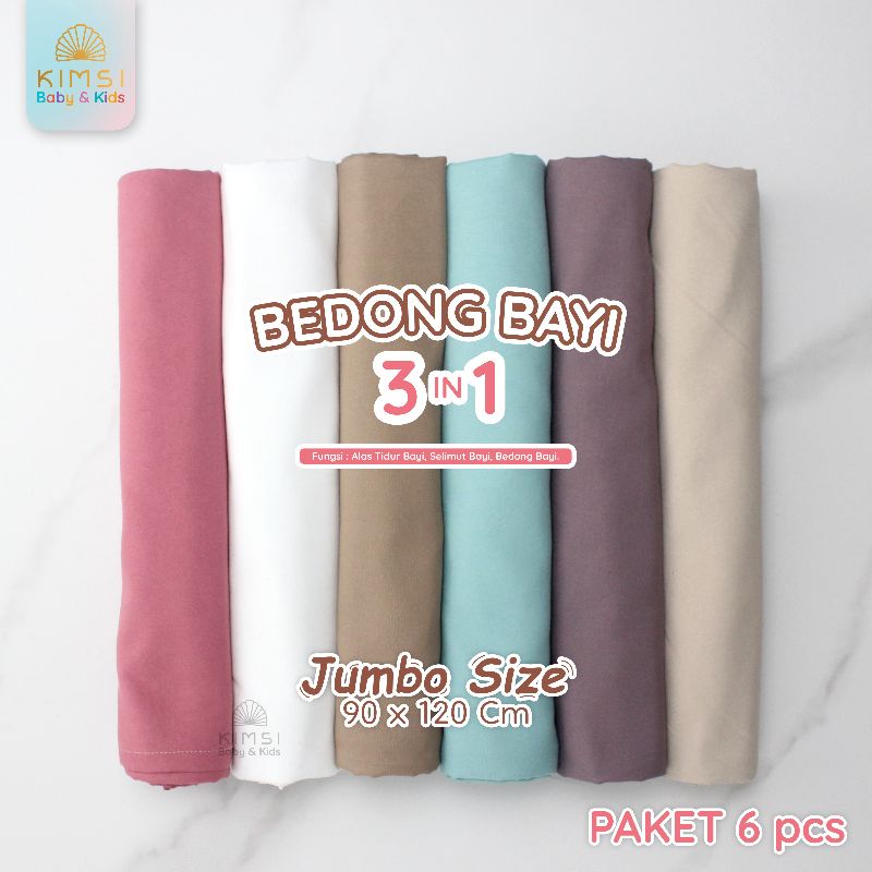 6 PCS BEDONG BAYI JUMBO POLOS KIMSI | BEDONG BAYI KATUN POLOS | ALAS TIDUR BAYI BABY | SELIMUT BABY 