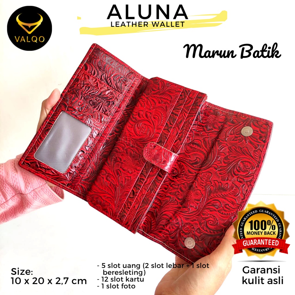 [VALQO] Dompet ALUNA MOTIF Kulit Sapi motif Batik BY kartu wanita cewek perempuan bisa COD