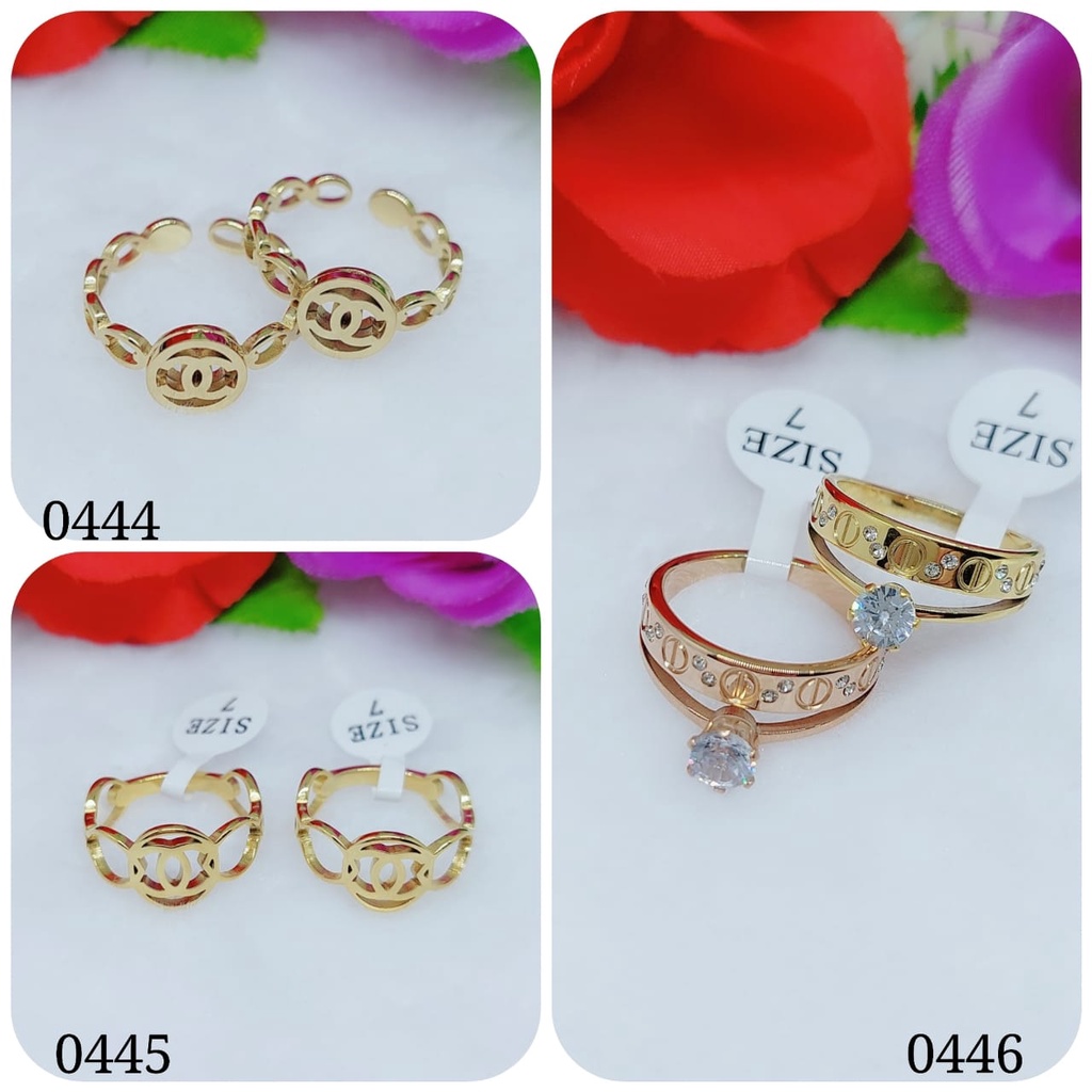 Cincin titanium permata perhiasan fashion 0444-0446