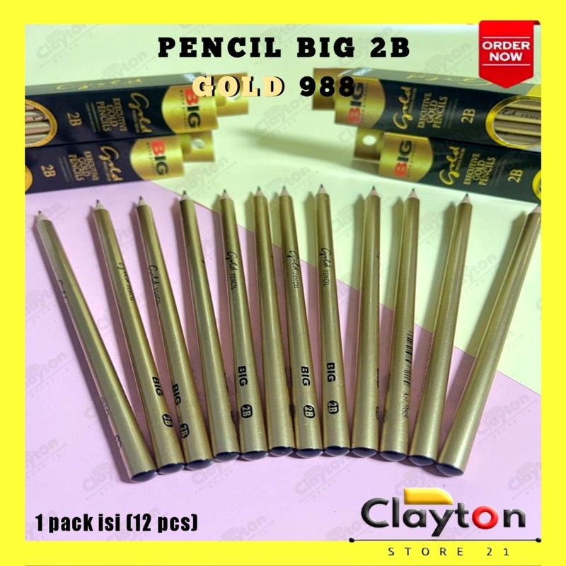 

Pencil / Pensil BIG 2B 988 GOLD (12pcs)