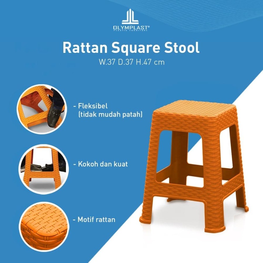 OLYMPLAST Kursi Bakso Motif Rattan Square Chair (4 Pcs)