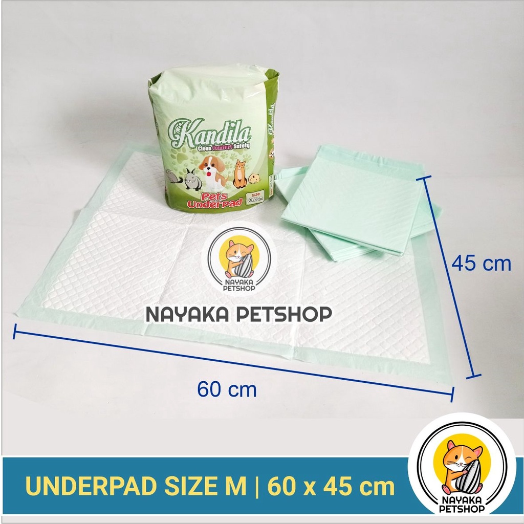 Underpad Kucing Size M 60 x 45 cm Training Pad Perlak Sekali Pakai Alas Kandang Hewan Latihan Kencing Pup Pipis Anjing