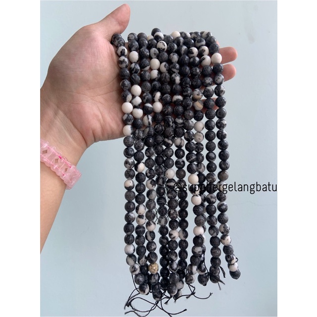 batu dalmantion agate DOFF CUTTING 10mm bahan aksesoris gelang kalung