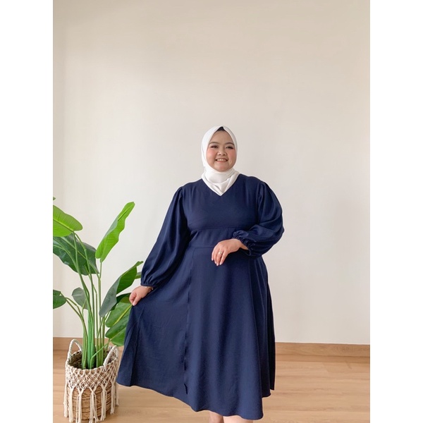 Safi Dress Jumbo - Maxi Dress Korea Tangan Panjang Puffy Sleeves / Dress Hijab Panjang