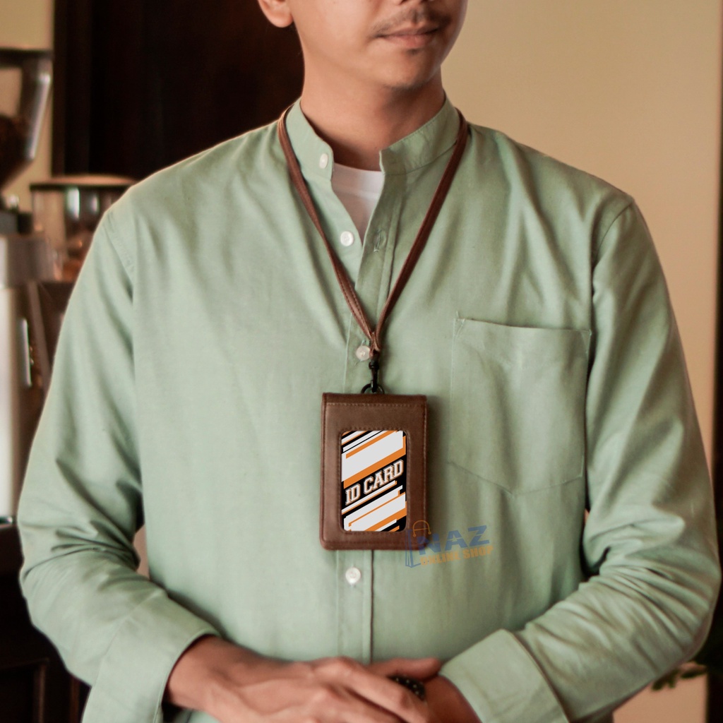 

NAME TAG KULIT ID CARD HOLDER KULIT ID CARD GANTUNGAN NAMA ID CARD LANYARD COKLAT