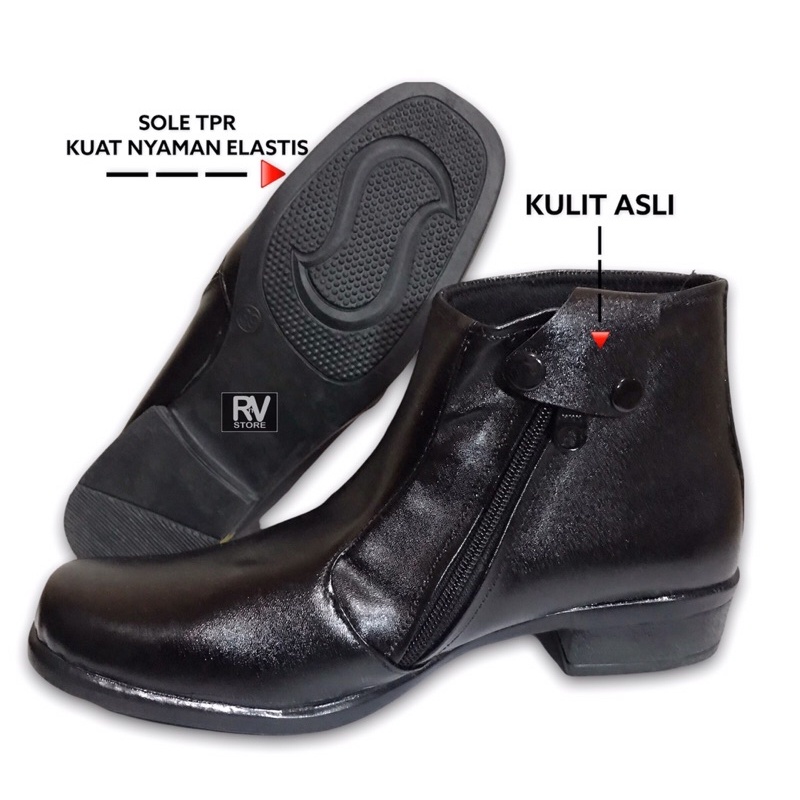 Sepatu Polwan Kulit Sepatu PDH Resleting Wanita Kulit Sepatu Kerja Wanita Kulit Sepatu Kantor Wanita