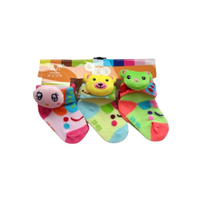 ( 3 PASANG ) Kaos kaki Bayi Boneka Samping 2~6 bulan