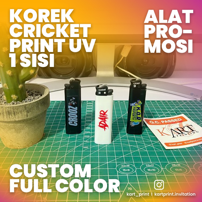 Crikcet Custom Korek Api Lighter Promosi Cetak UV Full Color (1 SISI)