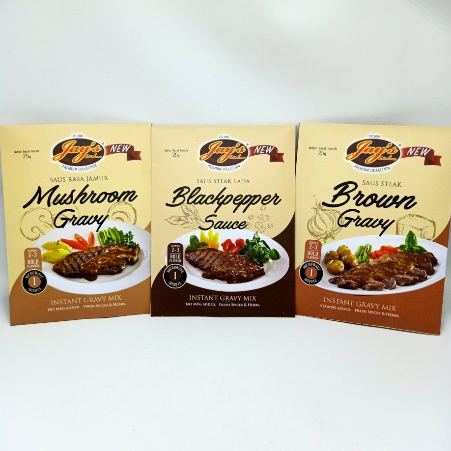 [HALAL] JAY'S Blackpepper Sauce / Rosemary Garlic / Brown Gravy Saos Steak  25gr Bumbu Jays