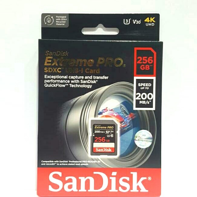 SANDISK SDCARD EXTREME PRO 256GB 200 MB/S CLASS 10 - SD CARD EXTREME PRO 256 GB 200 MBPS CLASS10