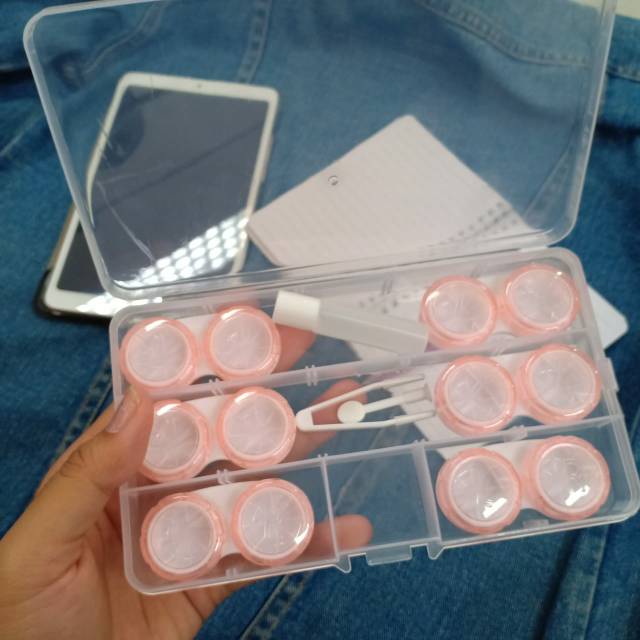 Tempat Softlens transparant 6 in 1/ travel kit bursasoftlens READY WARNA MIX