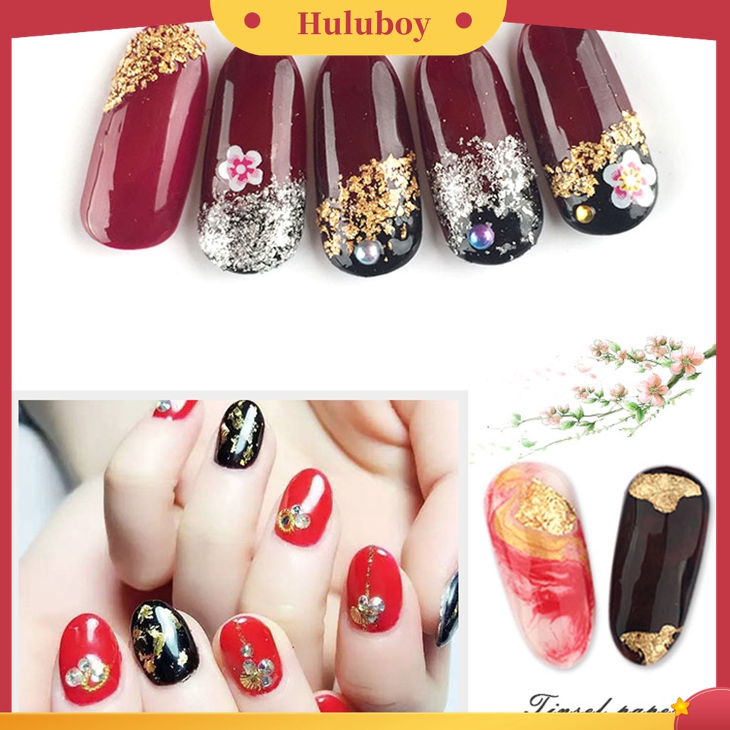 Huluboy Huluboy♡ 12pcs Kertas Foil Pelindung Kuku Untuk Pedicure