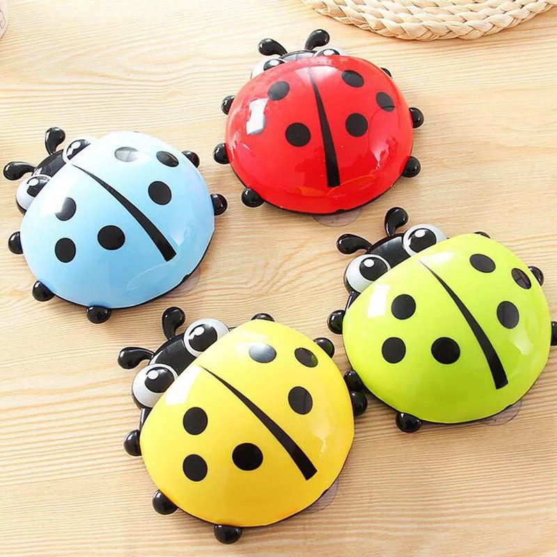 (Pimenova) Ladybug / Bee Kartun Sucker Sikat Gigi Rak Penyimpanan sikat gigi Rak Kamar Mandi