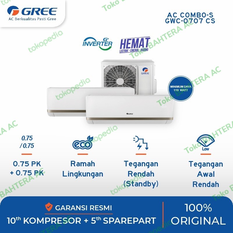 AC Gree Combo 2 Indoor 1 Outdoor 3/4PK +3/4PK