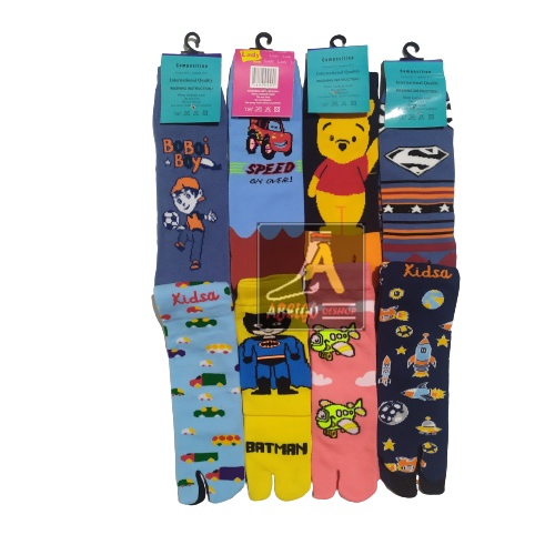 (6 &amp; 12 pasang) kaos kaki jempol anak motif lucu cewek &amp; cowok usia 4-12 th /sudah dikemas rapi/kaos kaki jari anak nylon/kaos kaki jempol motif lucu