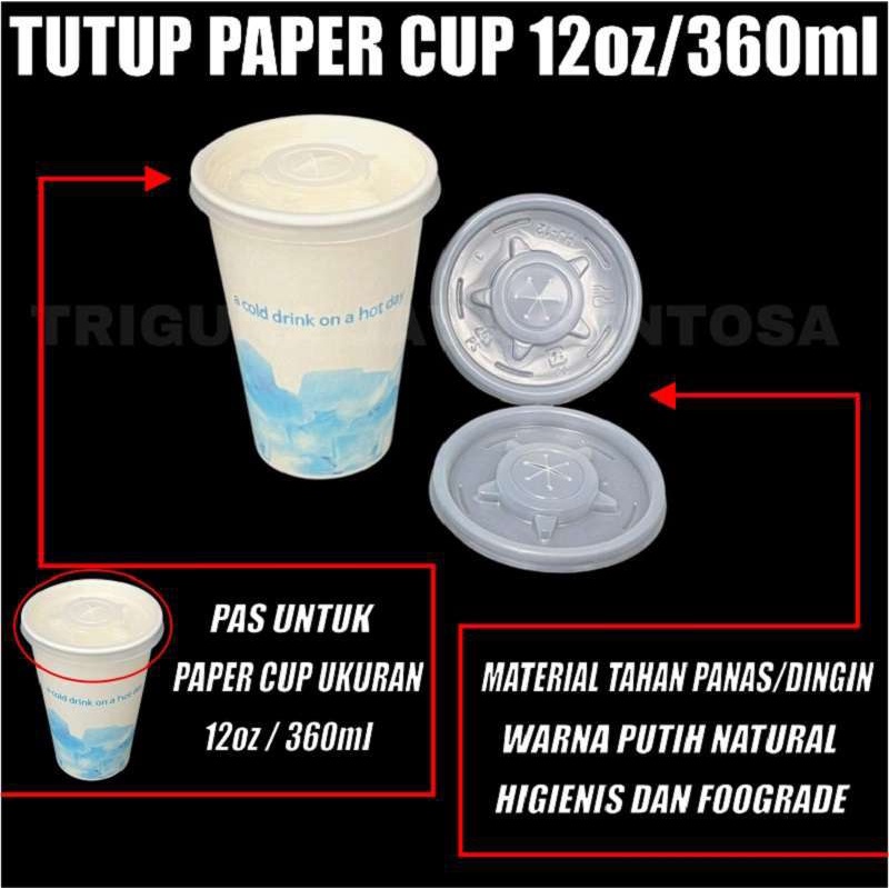 Tutup paper cup 12oz Pack 50pcs hny lid gelas kertas kopi 12oz tahan panas 360ml Coffee Surabaya