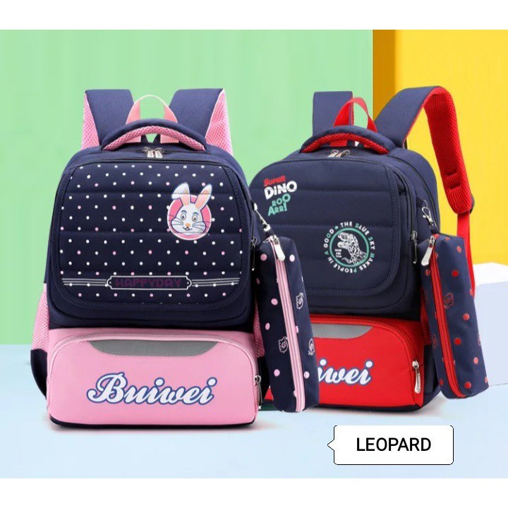 M45_Ransel Canvas  BUIWEI + Tempat Pencil, Tas Sekolah, Ransel Sekolah, Ransel K-Pop-2