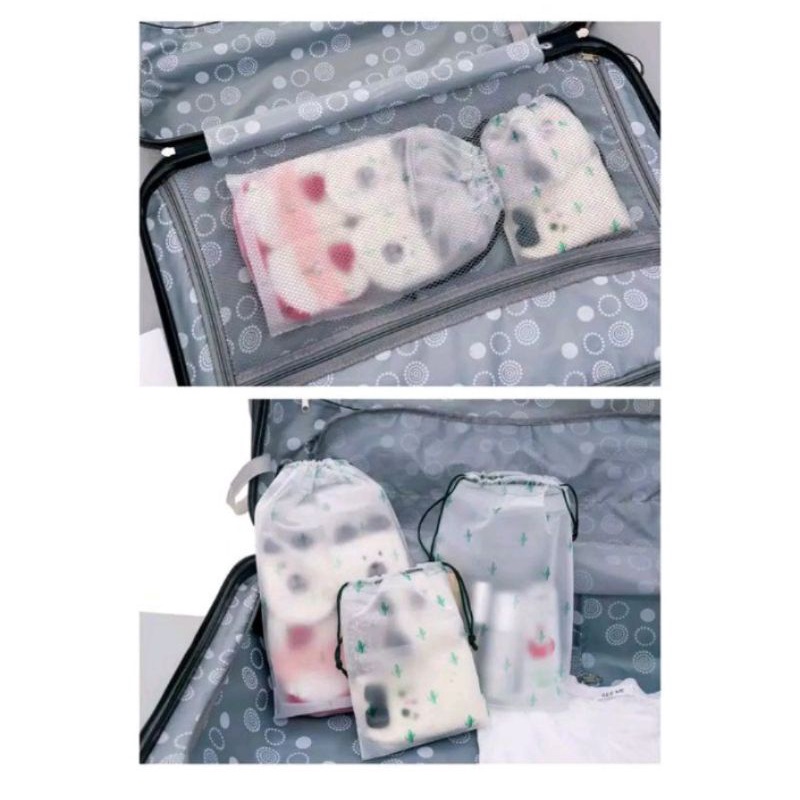 Travel Pouch tas anti air Serut Organizer Serbaguna Tas Makeup Kosmetik Motif Transparan Murah