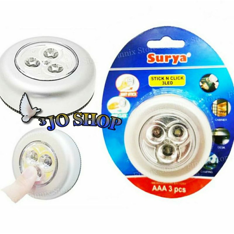 Lampu Sentuh Stick N Click 3 Led Surya/ Lampu Emergency stick touch