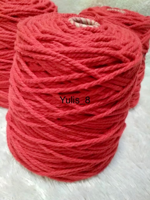 Benag katun premium MERAH CABE, size 4mm, / tali macrame