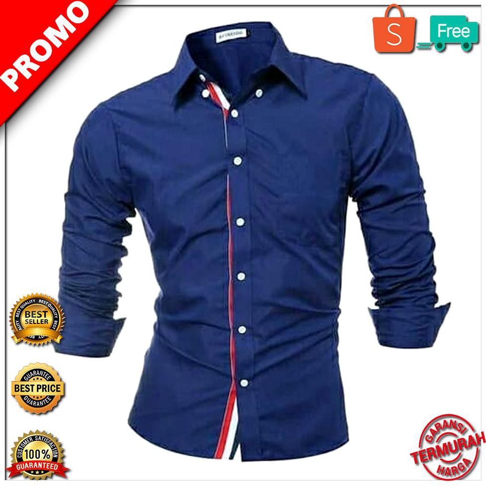 LIMITED EDITION Kemeja Scott Navy Kemeja Pria Lengan Panjang Kemeja Cowok Kekinian LIMITED EDITION
